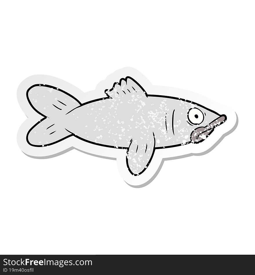 distressed sticker of a cartoon fish