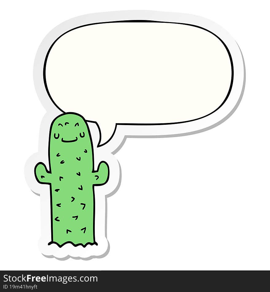 Cartoon Cactus And Speech Bubble Sticker