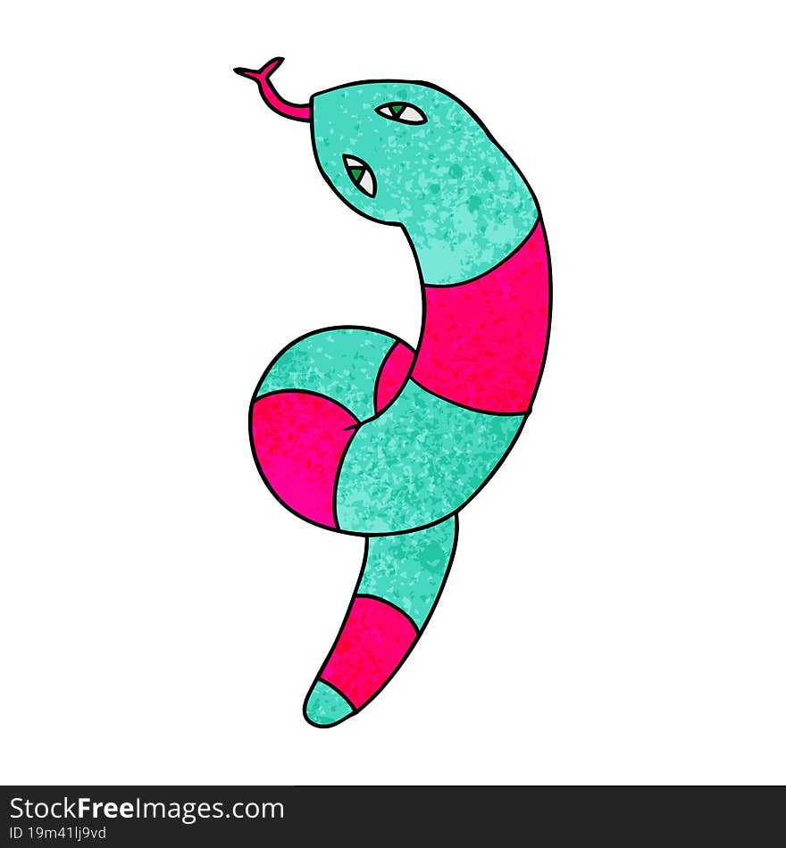 textured cartoon of a long snake