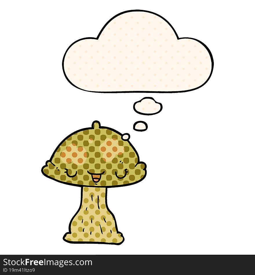 Cartoon Toadstool And Thought Bubble In Comic Book Style