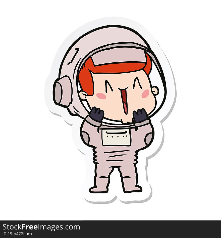 sticker of a happy cartoon astronaut