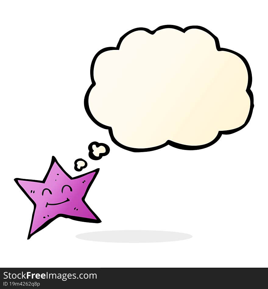 cartoon star character with thought bubble