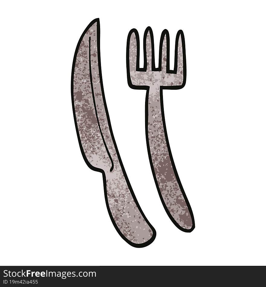 cartoon doodle knife and fork