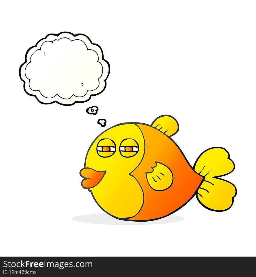 freehand drawn thought bubble cartoon fish