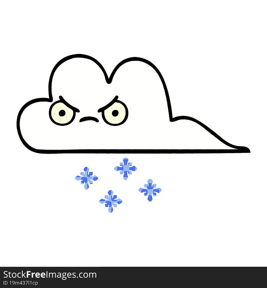 Comic Book Style Cartoon Snow Cloud