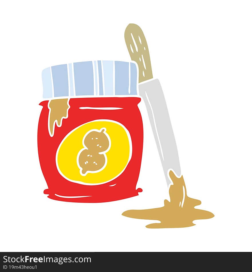 Flat Color Style Cartoon Jar Of Peanut Butter