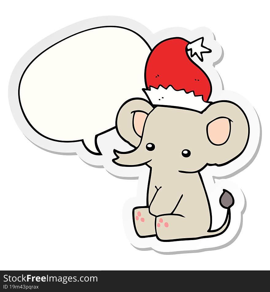 cute christmas elephant with speech bubble sticker