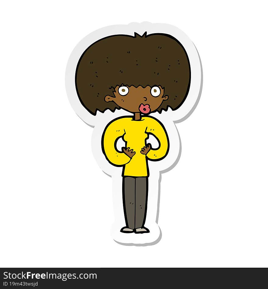 sticker of a cartoon surprised woman