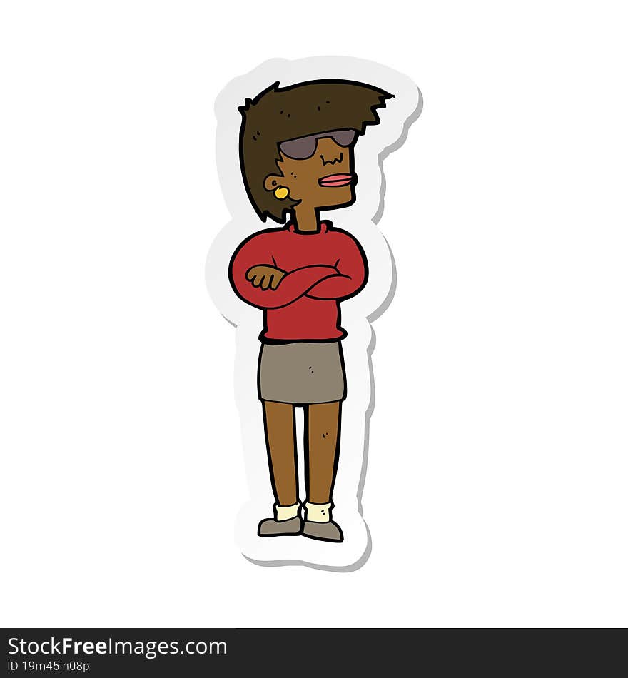 sticker of a cartoon annoyed woman