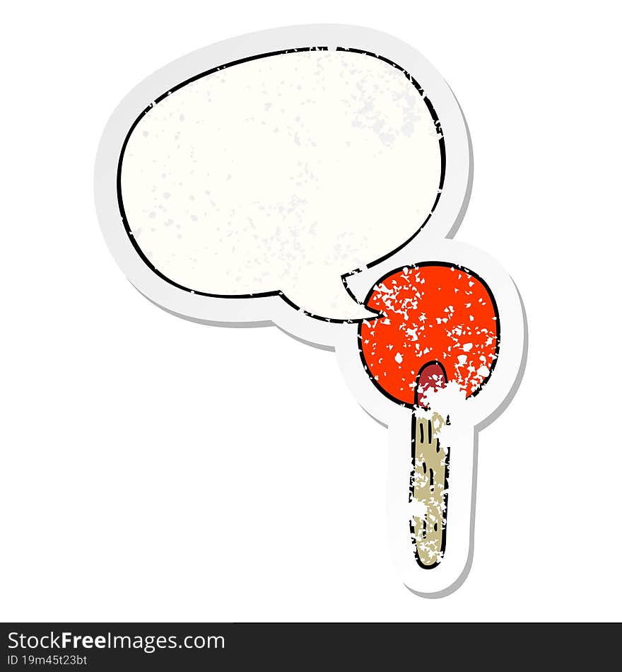 Cartoon Candy Lollipop And Speech Bubble Distressed Sticker