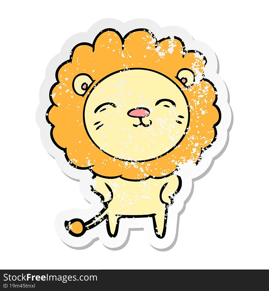 distressed sticker of a cartoon lion