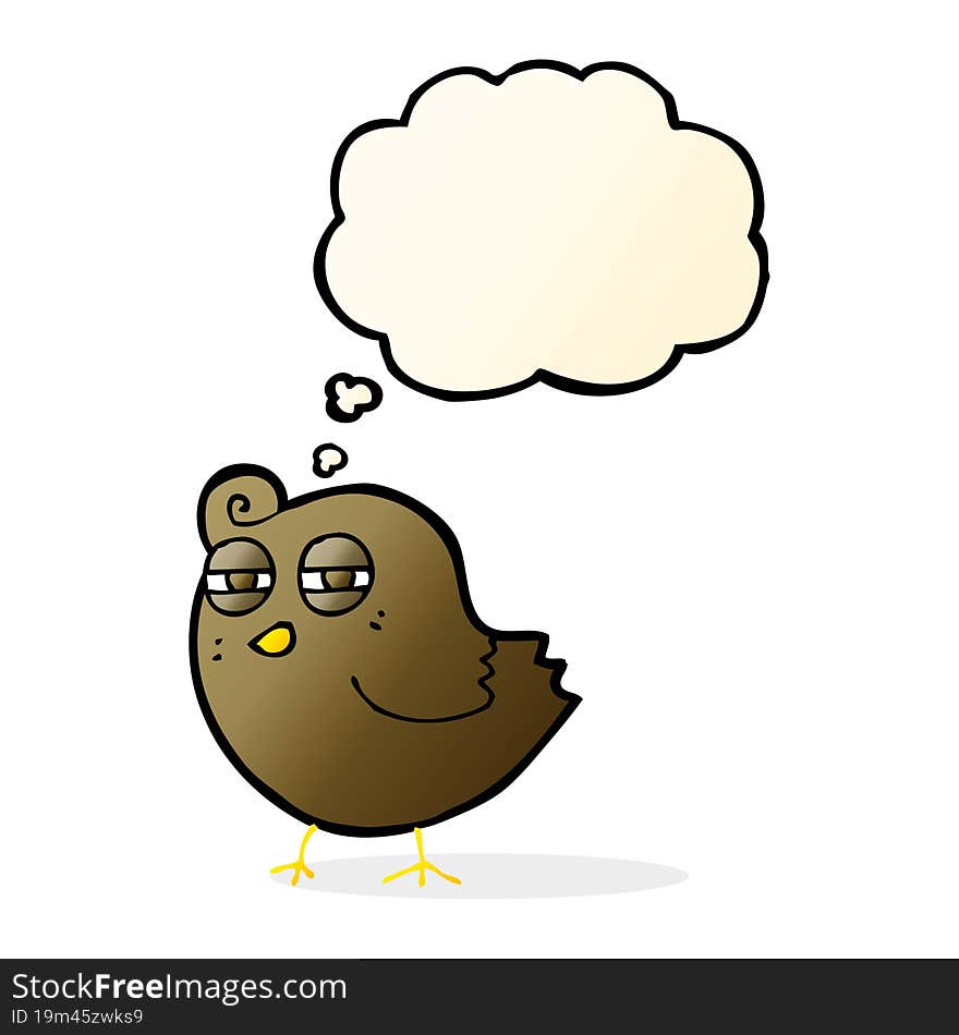 Funny Cartoon Bird With Thought Bubble