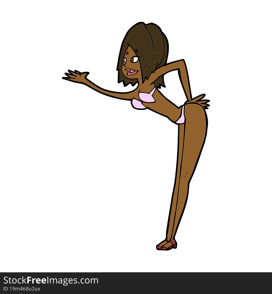 cartoon woman in bikini