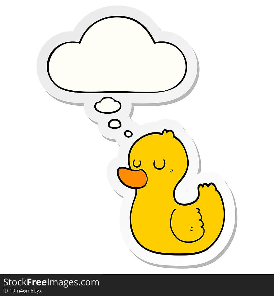 cartoon duck and thought bubble as a printed sticker