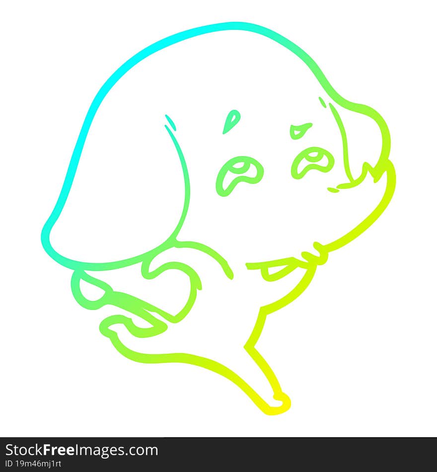 cold gradient line drawing cartoon elephant remembering