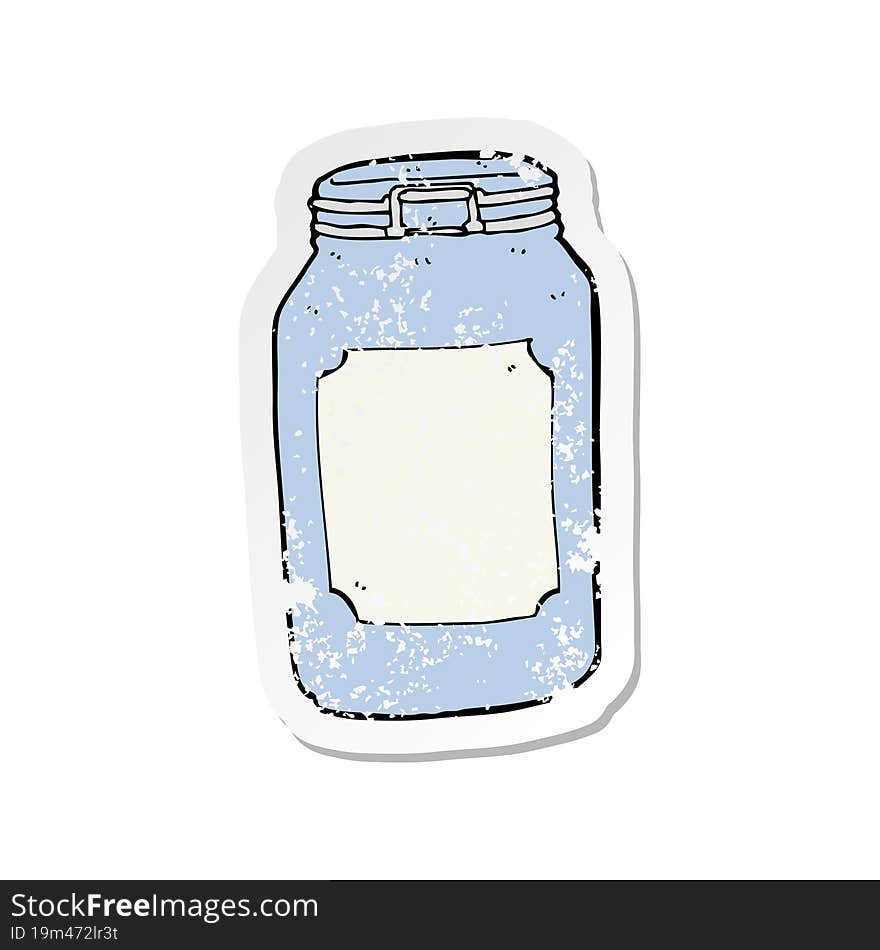 Retro Distressed Sticker Of A Cartoon Jar