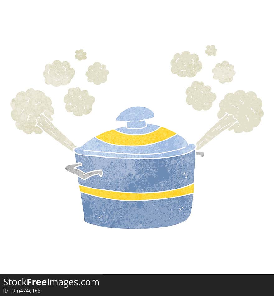 retro cartoon steaming cooking pot