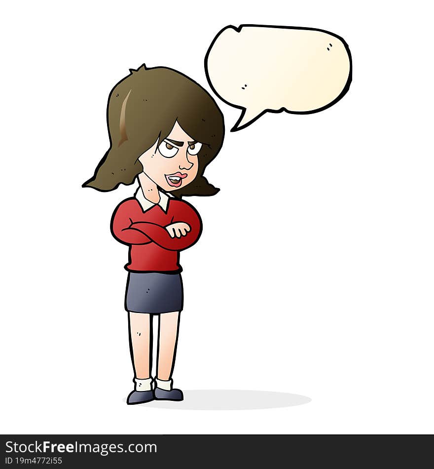 Cartoon Angry Woman With Speech Bubble