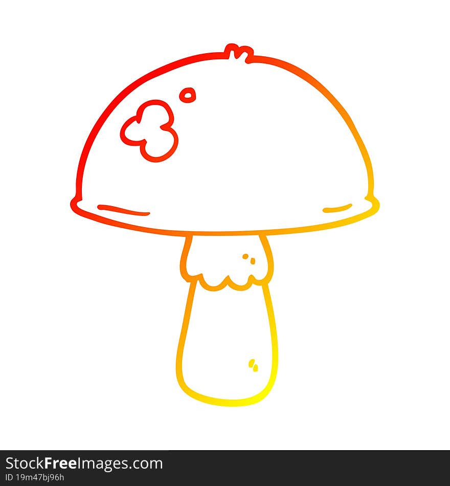 warm gradient line drawing of a cartoon mushroom