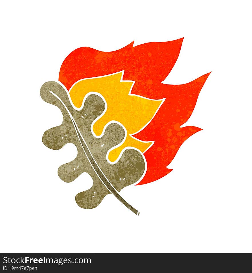 retro cartoon burning dry leaf