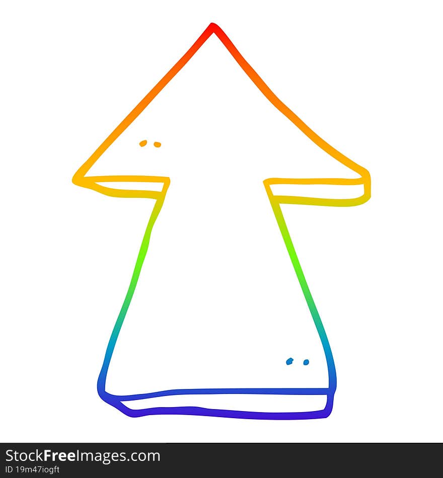 rainbow gradient line drawing cartoon pointing arrow