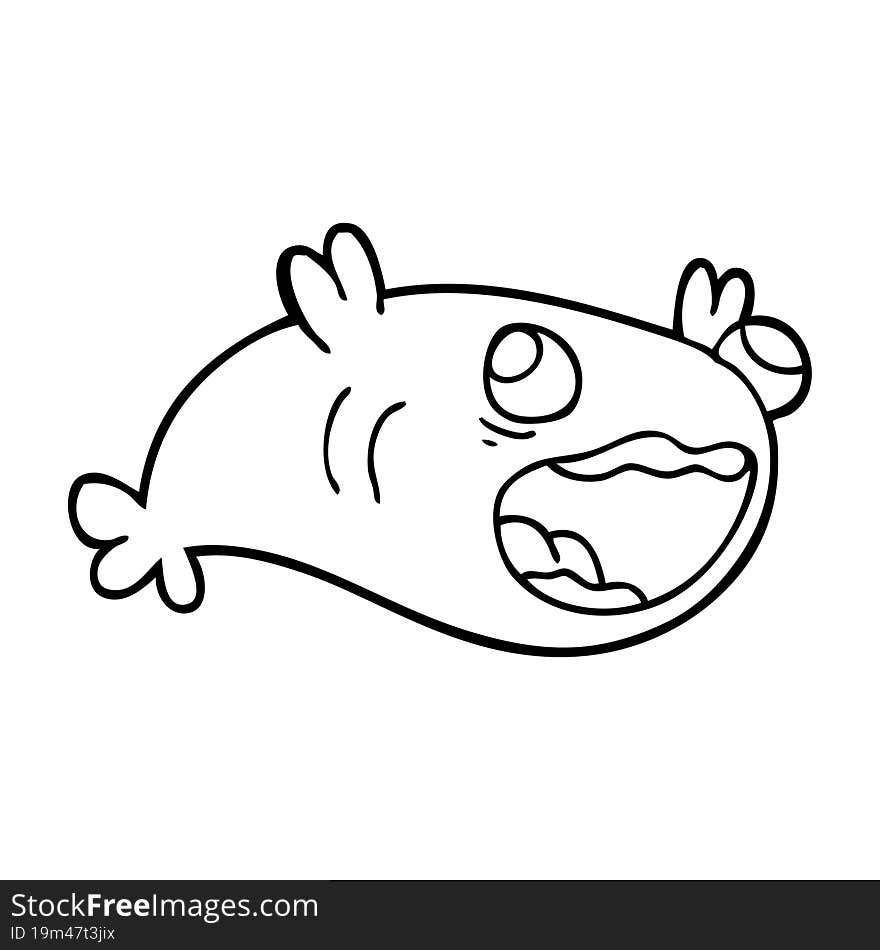 line drawing cartoon of a fish