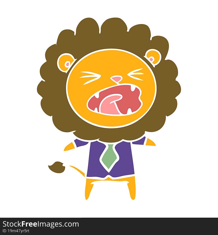 flat color style cartoon lion in business clothes