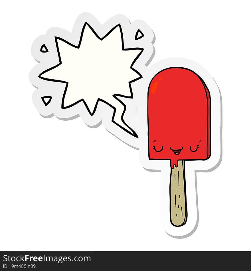 cartoon ice lolly and speech bubble sticker