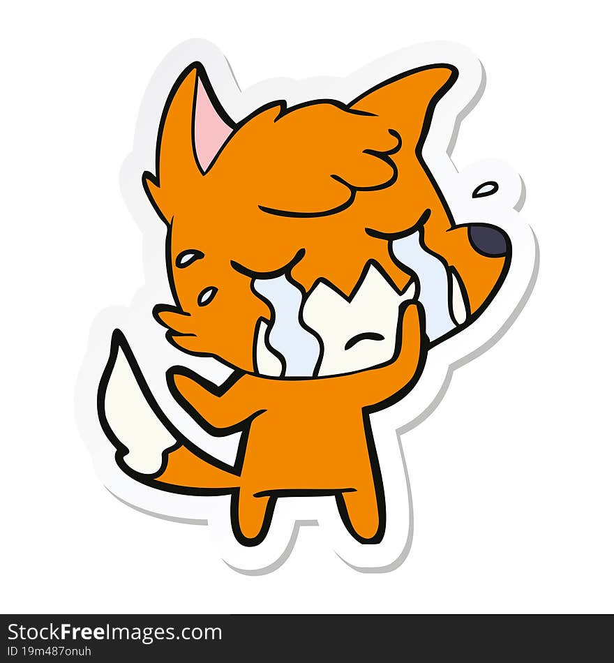 Sticker Of A Crying Fox Cartoon