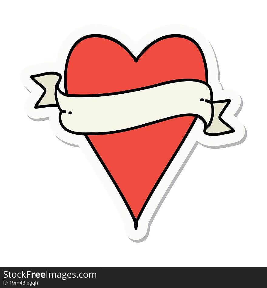 sticker of tattoo in traditional style of a heart and banner. sticker of tattoo in traditional style of a heart and banner