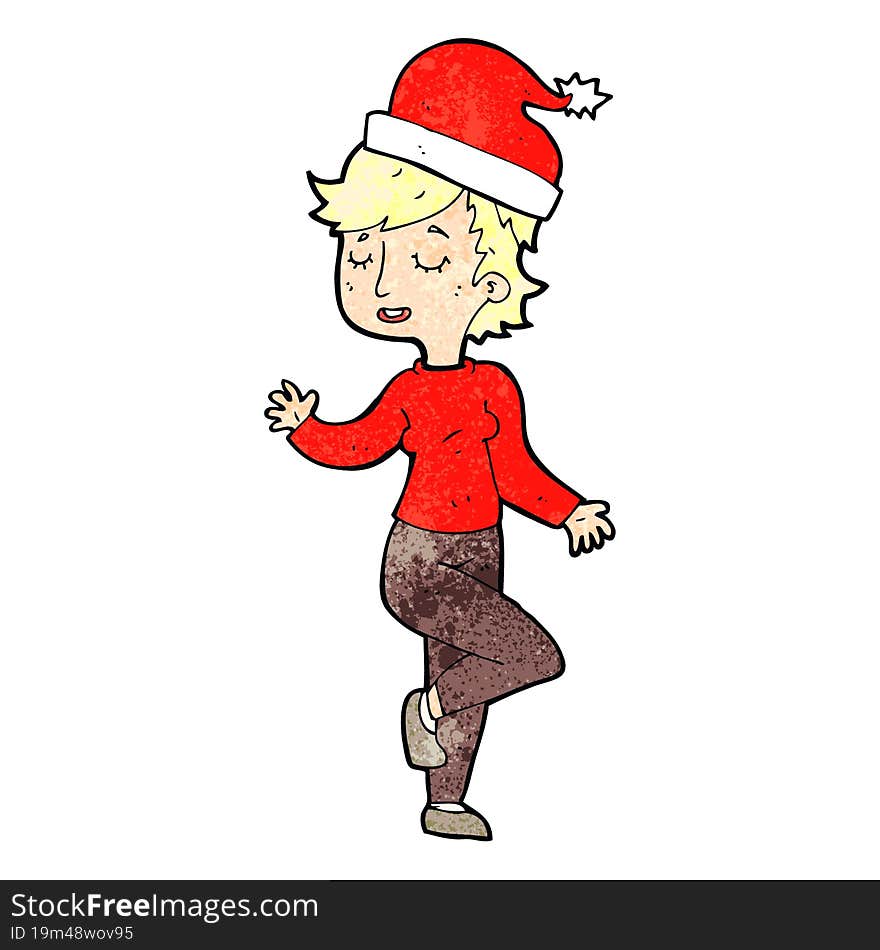 Cartoon Woman Getting Ready For Christmas