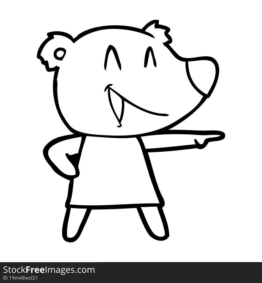 cartoon bear in dress laughing and pointing. cartoon bear in dress laughing and pointing