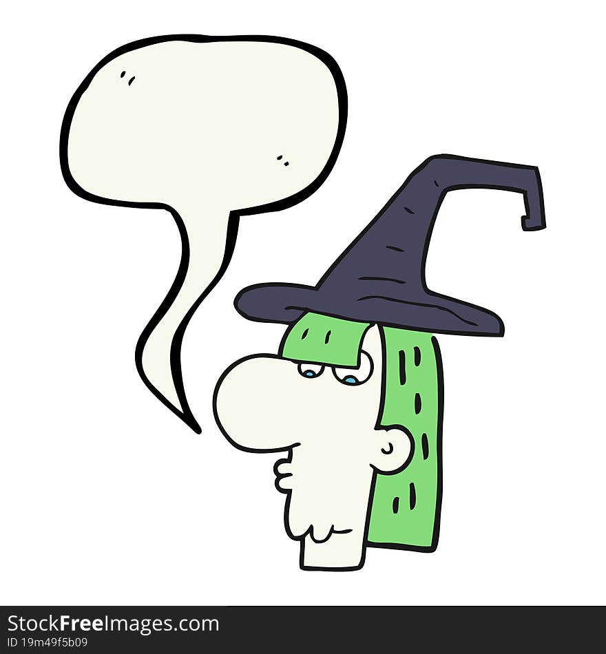 speech bubble cartoon witch head