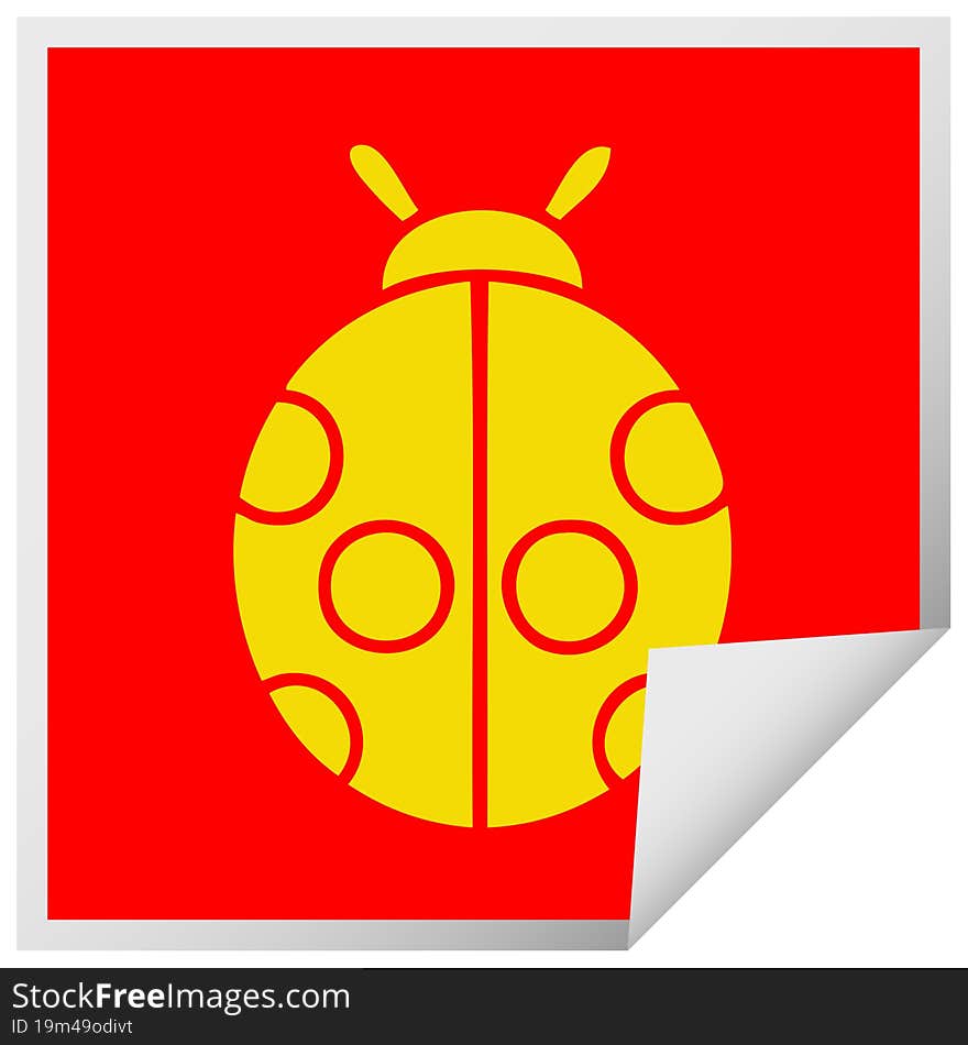 square peeling sticker cartoon lady bug