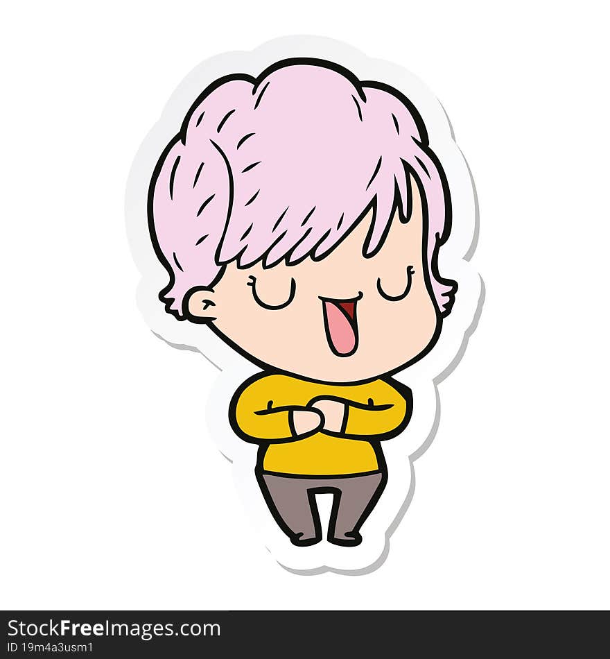 sticker of a cartoon woman talking