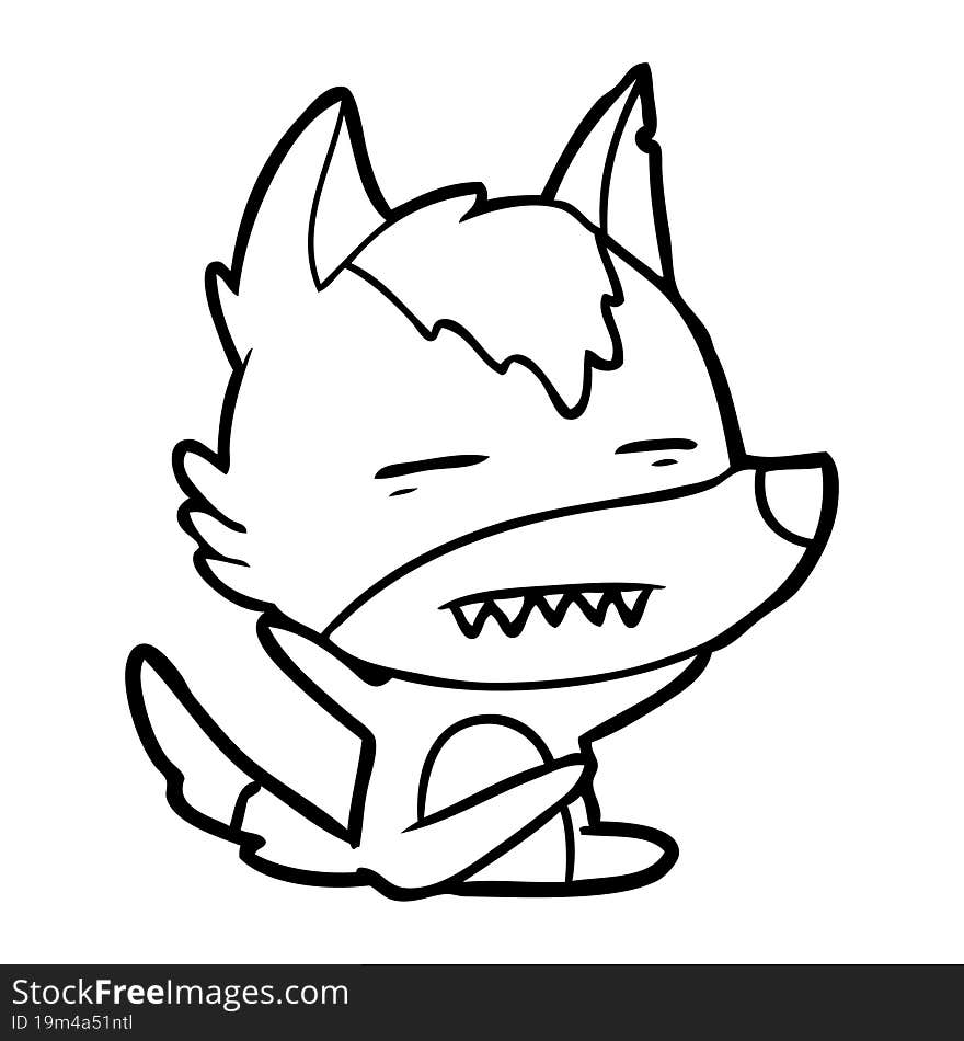 cartoon wolf showing teeth. cartoon wolf showing teeth