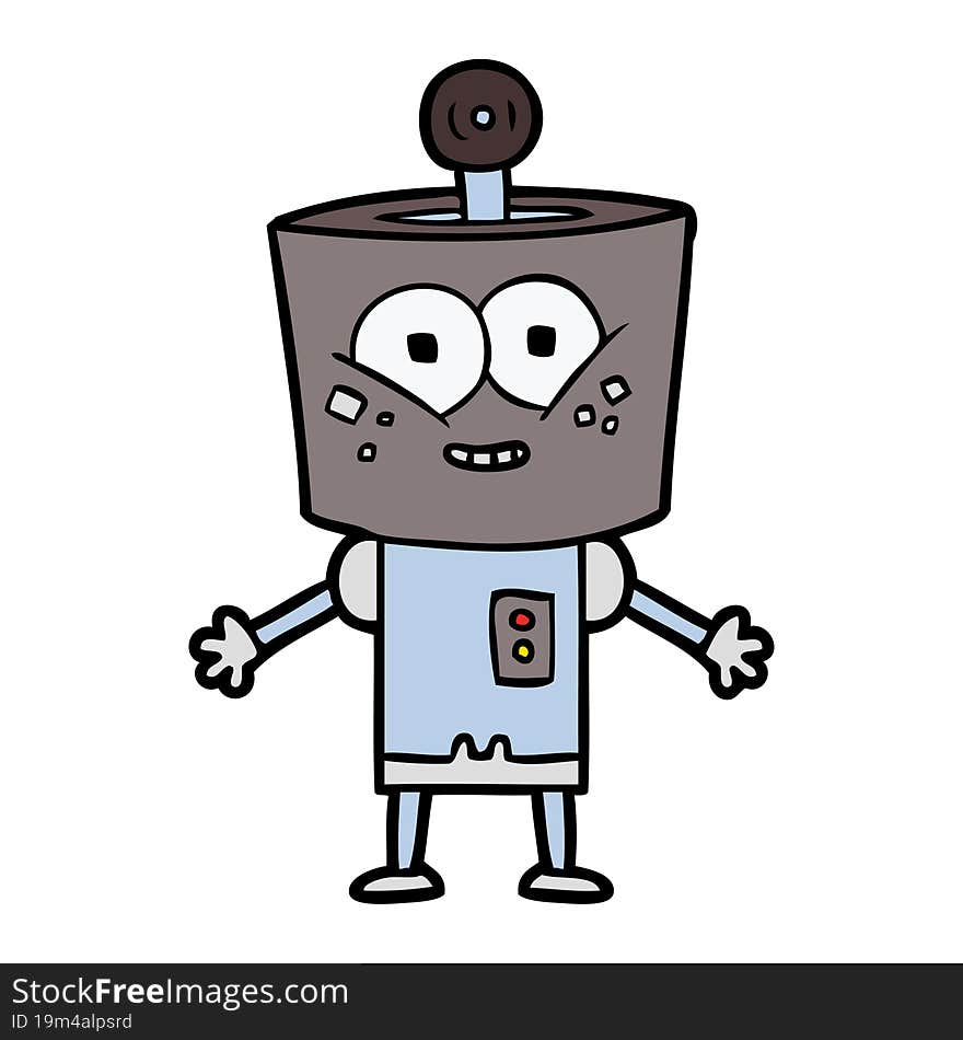 happy cartoon robot. happy cartoon robot