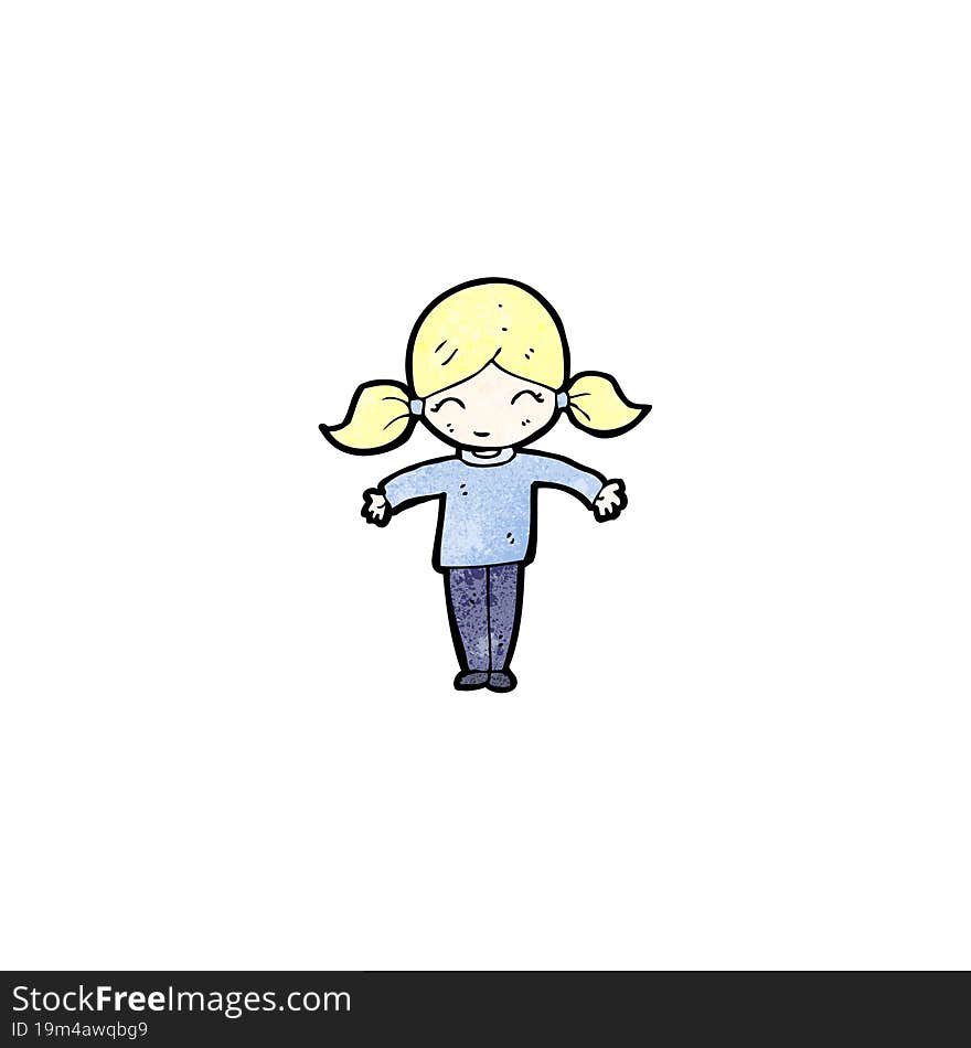 happy blond girl cartoon