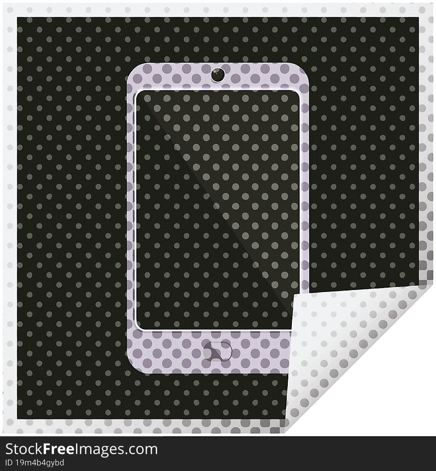 cell phone graphic vector illustration square sticker. cell phone graphic vector illustration square sticker