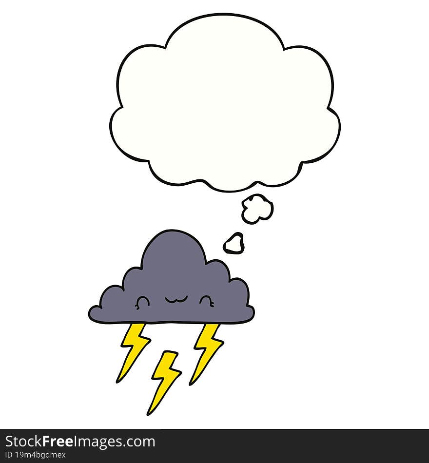 Cartoon Storm Cloud And Thought Bubble