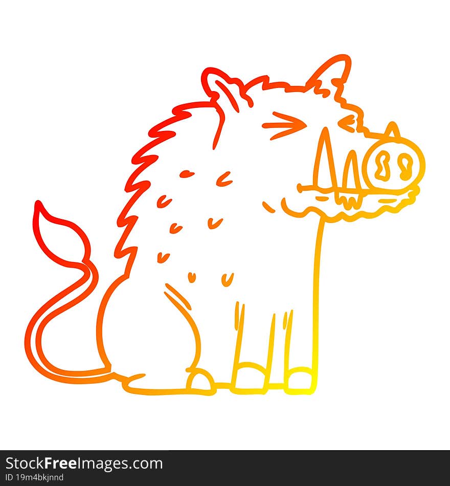 warm gradient line drawing cartoon warthog