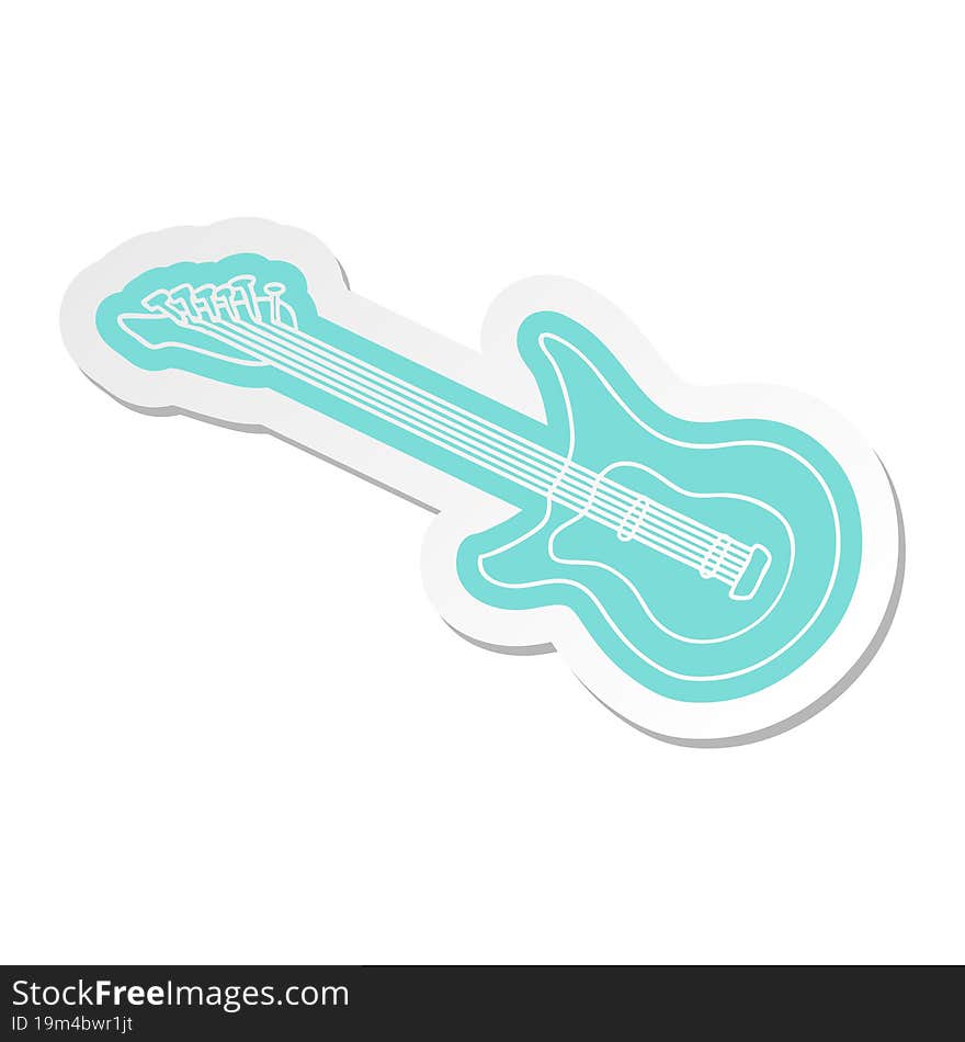 cartoon sticker of a guitar