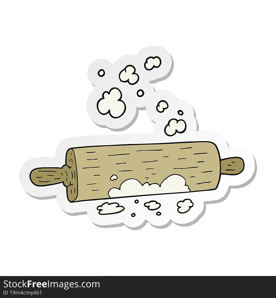 Sticker Of A Cartoon Rolling Pin