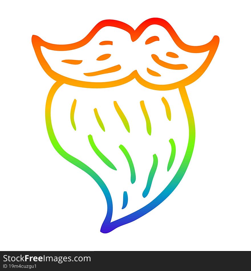 Rainbow Gradient Line Drawing Cartoon Mans Facial Brown Beard