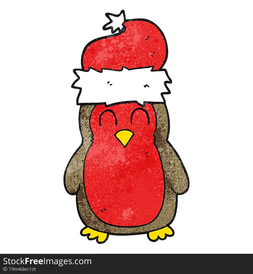 textured cartoon christmas robin