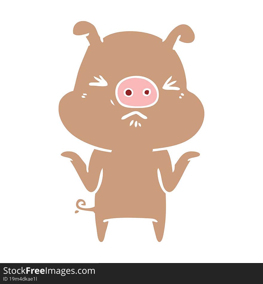 flat color style cartoon angry pig