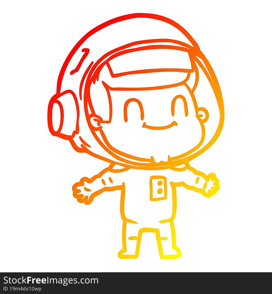 warm gradient line drawing happy cartoon astronaut man