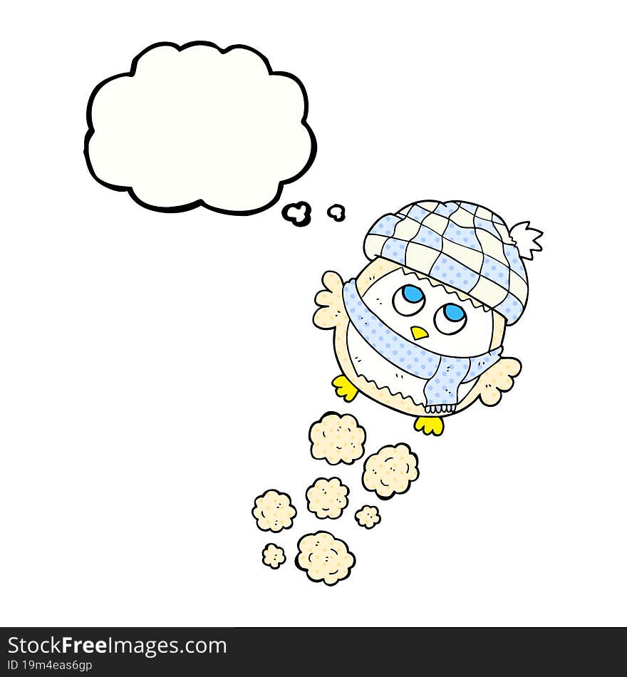 thought bubble cartoon cute little owl flying