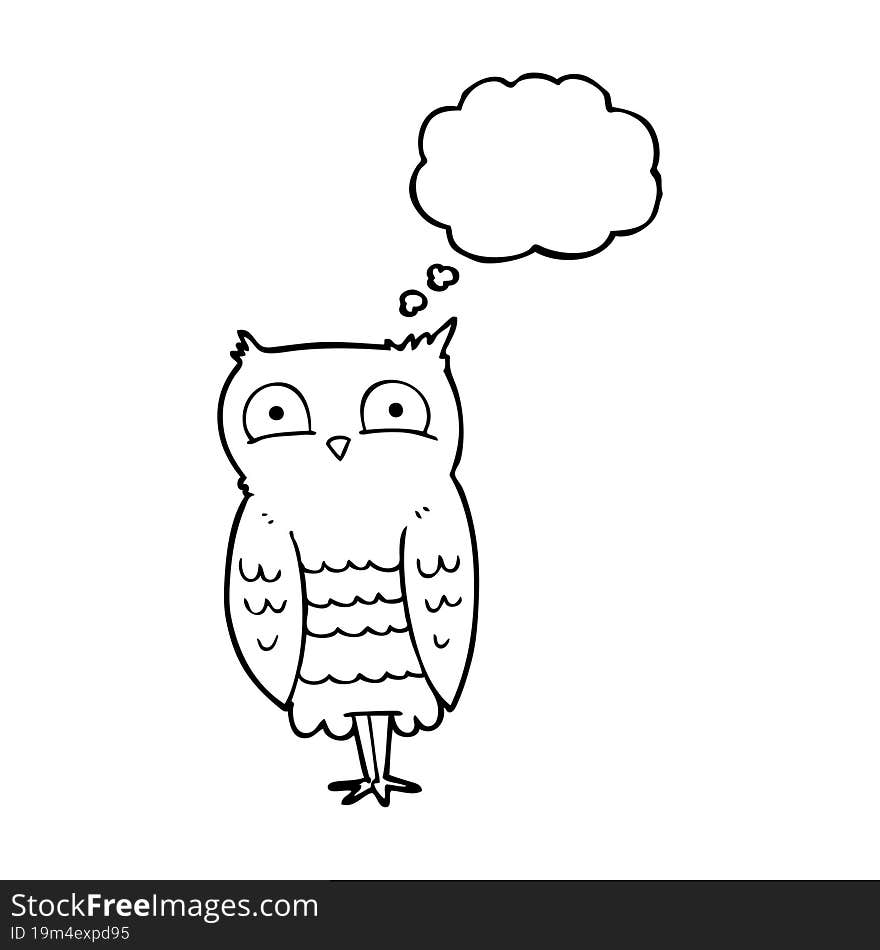 freehand drawn thought bubble cartoon owl