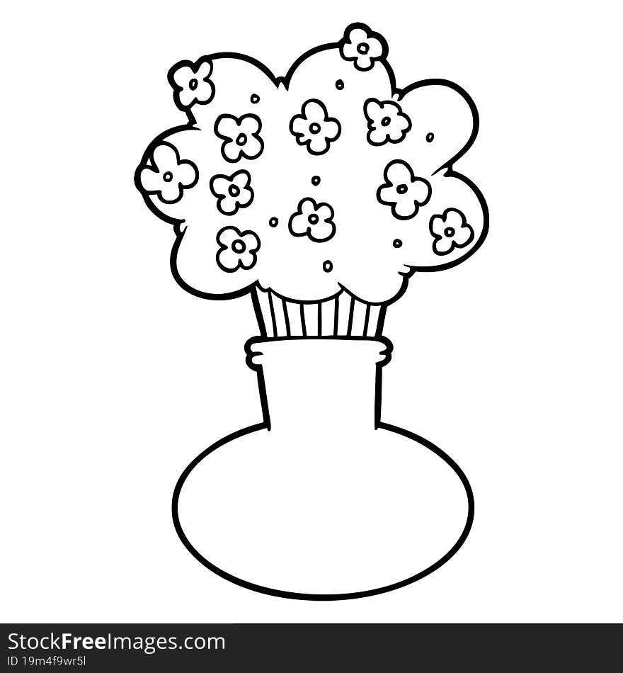 cartoon flowers in vase. cartoon flowers in vase